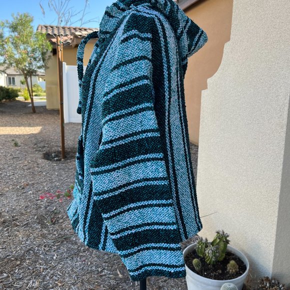 Confecciones Artilana Green Striped Poncho Women Size Medium - Picture 7 of 16